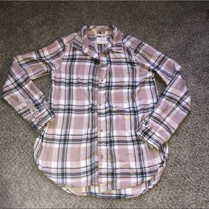 NWOT American Eagle boyfriend flannel pink gray